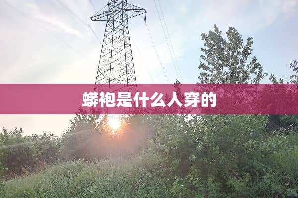 蟒袍是什么人穿的