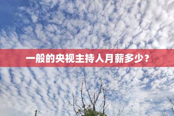 一般的央视主持人月薪多少？