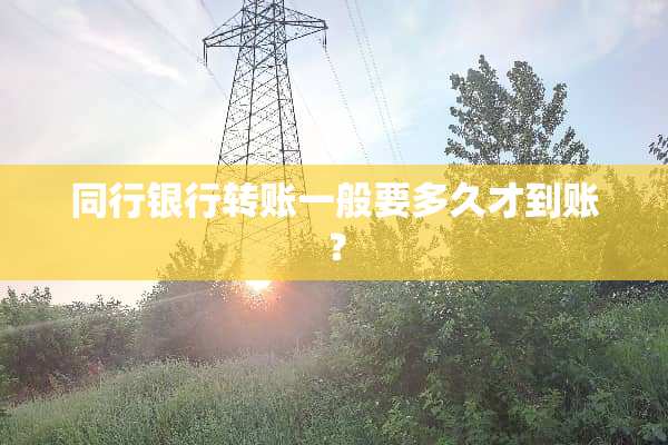同行银行转账一般要多久才到账？