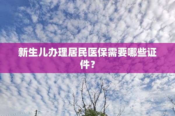 新生儿办理居民医保需要哪些**？