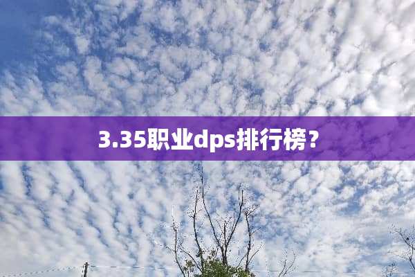 3.35职业dps排行榜？