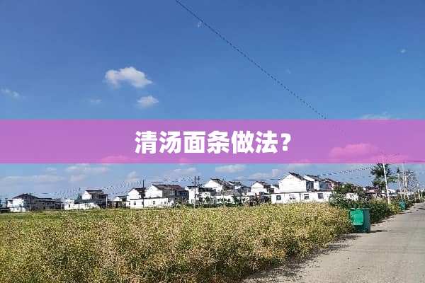 清汤面条做法？