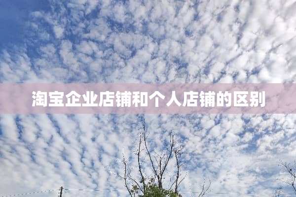 淘宝企业店铺和个人店铺的区别