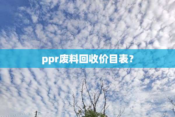 ppr废料回收价目表？