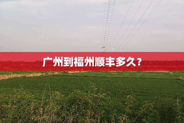 广州到福州顺丰多久？