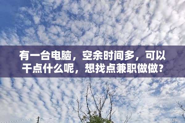 有一台电脑，空余时间多，可以干点什么呢，想找点兼职做做？