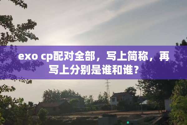exo cp配对全部，写上简称，再写上分别是谁和谁？