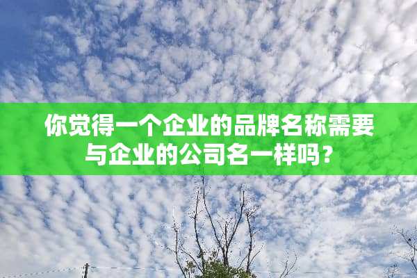 你觉得一个企业的品牌名称需要与企业的公司名一样吗？