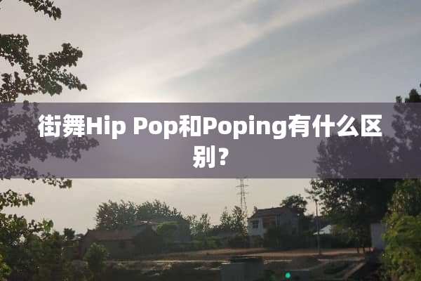 街舞Hip Pop和Poping有什么区别？