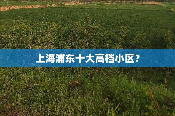 上海浦东十大高档小区？