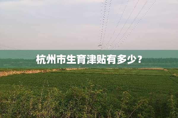 杭州市生育津贴有多少？