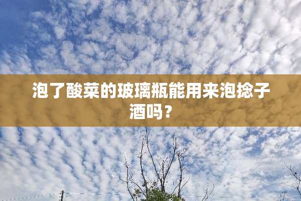 泡了酸菜的玻璃瓶能用来泡捻子酒吗？