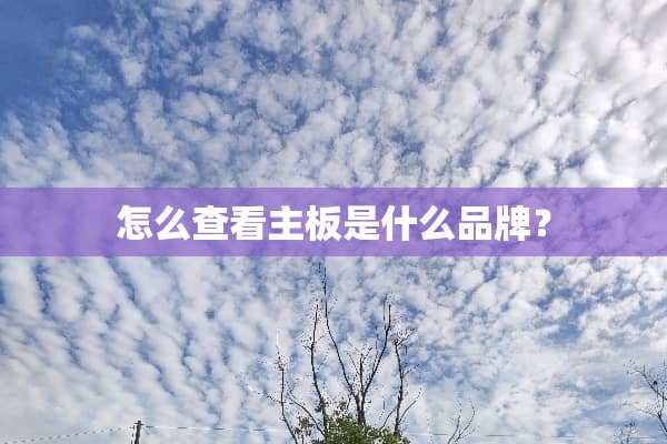 怎么查看主板是什么品牌？