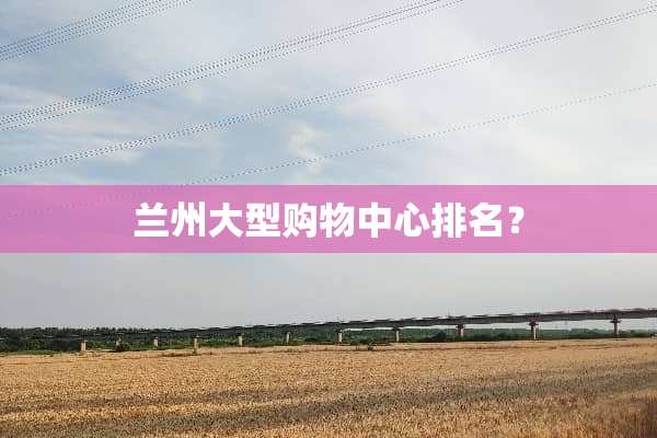 兰州大型购物中心排名？