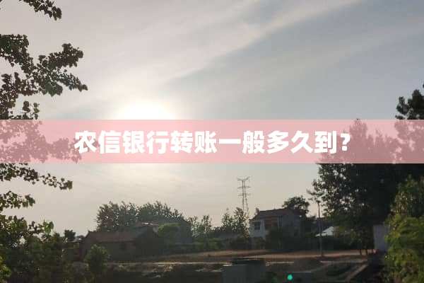 农信银行转账一般多久到？