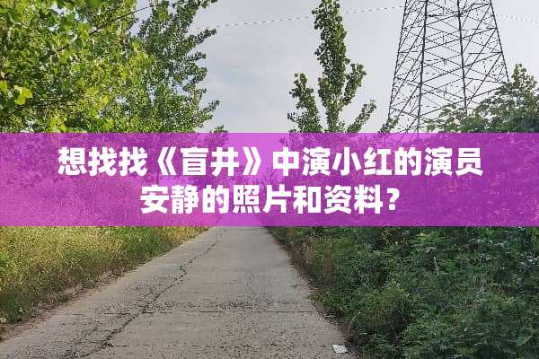 想找找《盲井》中演小红的演员安静的照片和资料？