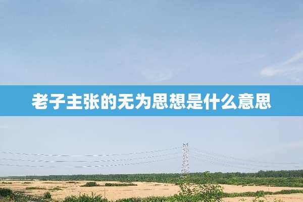 老子主张的无为思想是什么意思
