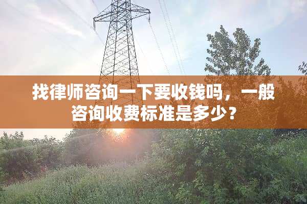 找律师咨询一下要收钱吗，一般咨询收费标准是多少？