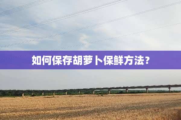 如何保存胡萝卜保鲜方法？
