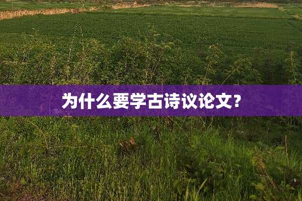 为什么要学古诗议论文？