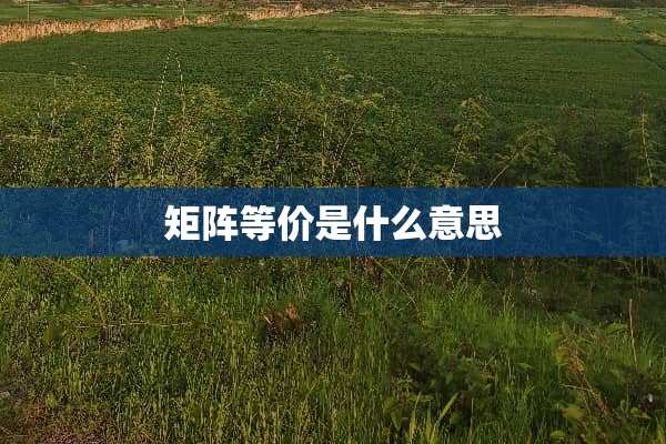 矩阵等价是什么意思