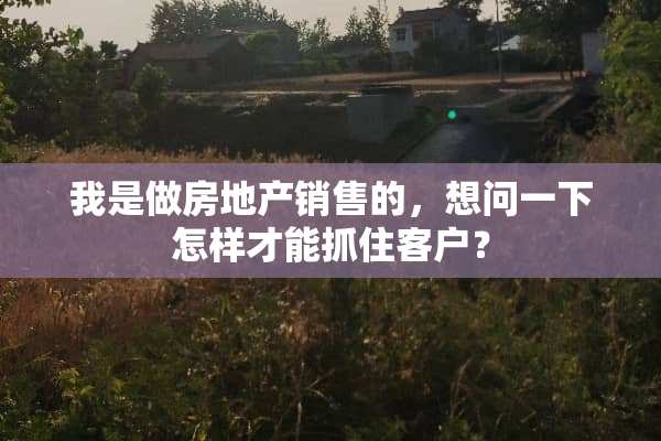 我是做房地产销售的，想问一下怎样才能抓住客户？