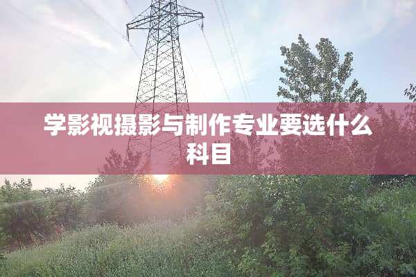 学影视摄影与制作专业要选什么科目