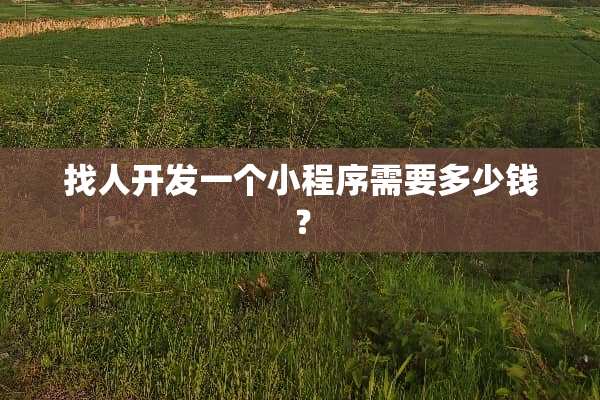找人开发一个小程序需要多少钱？