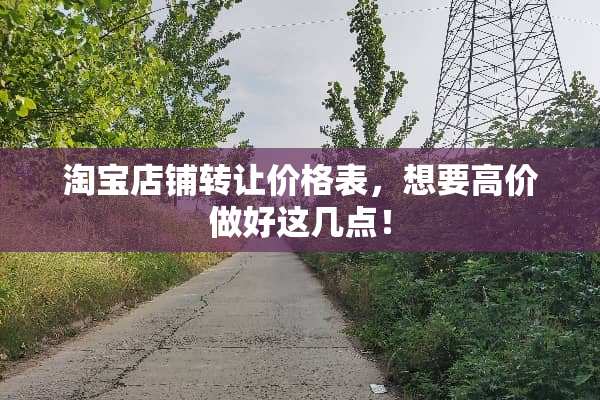 淘宝店铺转让价格表，想要高价做好这几点！