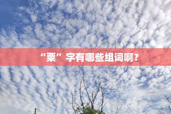 “粟”字有哪些组词啊？