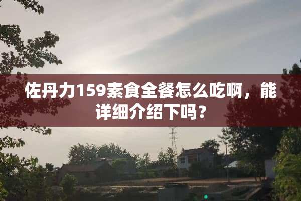 佐丹力159素食全餐怎么吃啊，能详细介绍下吗？