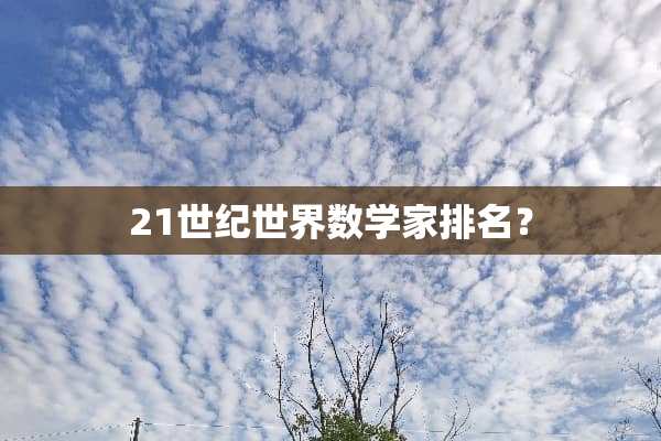 21世纪世界数学家排名？