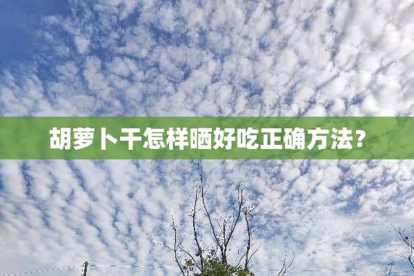 胡萝卜干怎样晒好吃正确方法？