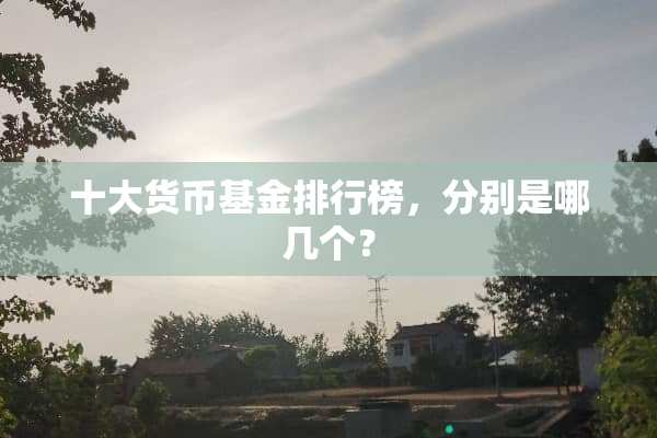 十大货币基金排行榜，分别是哪几个？