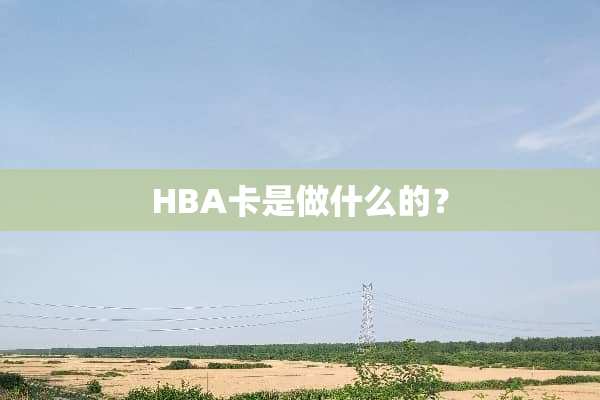 HBA卡是做什么的？