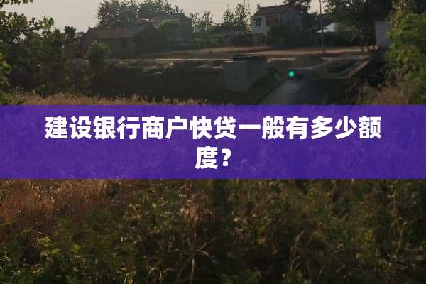 建设银行商户快贷一般有多少额度？