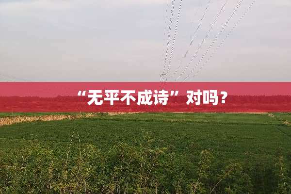 “无平不成诗”对吗？