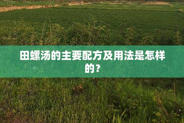田螺汤的主要配方及用法是怎样的？