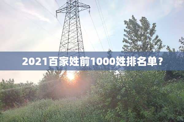 2021百家姓前1000姓排名单？