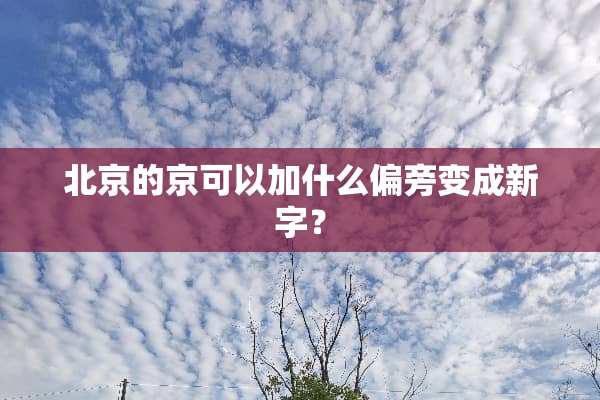 北京的京可以加什么偏旁变成新字？