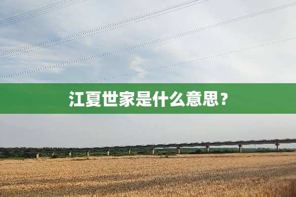 江夏世家是什么意思？