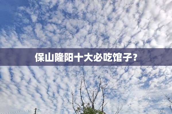 保山隆阳十大必吃馆子？