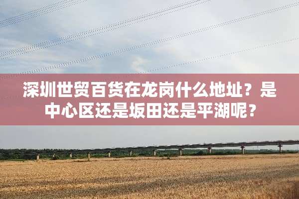 深圳世贸百货在龙岗什么地址？是中心区还是坂田还是平湖呢？