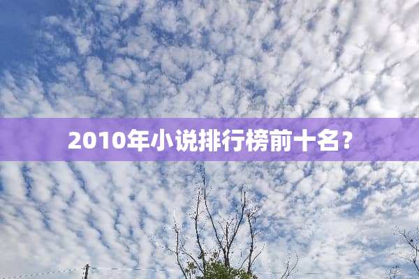 2010年小说排行榜前十名？