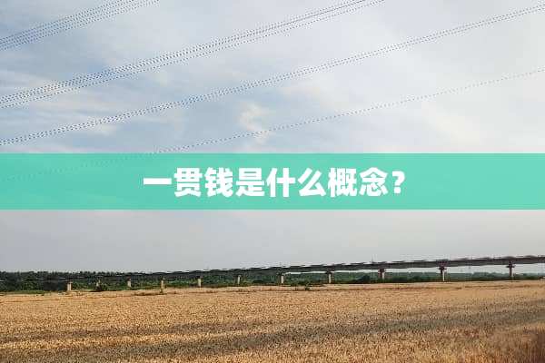 一贯钱是什么概念？