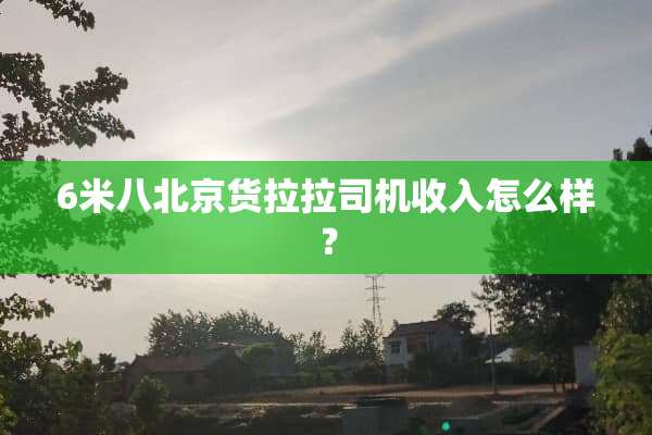 6米八北京货拉拉司机收入怎么样？