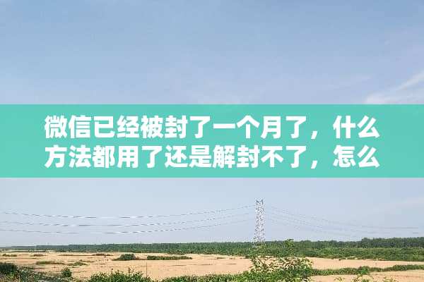 微信已经被封了一个月了，什么方法都用了还是解封不了，怎么办？