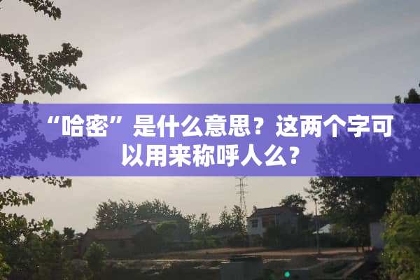“哈密”是什么意思？这两个字可以用来称呼人么？