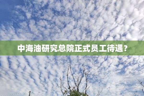 中海油研究总院正式员工待遇？