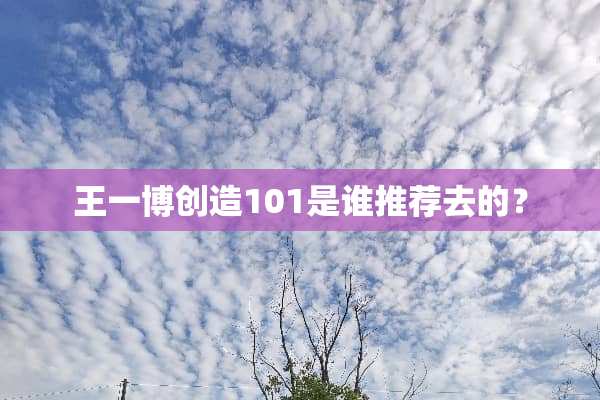 王一博创造101是谁推荐去的？